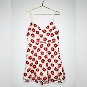 NWT La Maison Talulah Britain Mini Dress red daisy cream lace  Milkmaid